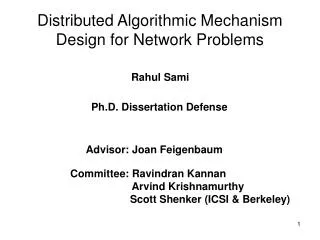 Distributed Algorithmic Mechanism Design for Network Problems