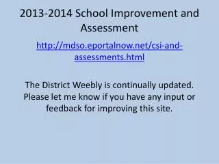 2013-2014 School Improvement and Assessment