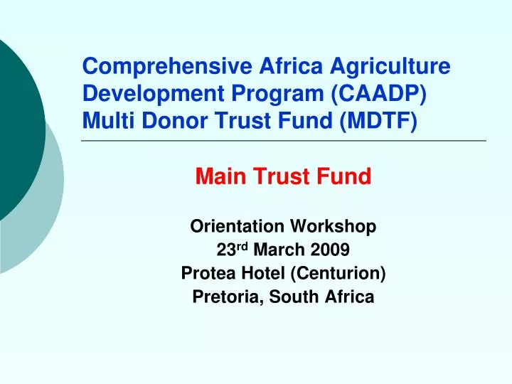 comprehensive africa agriculture development program caadp multi donor trust fund mdtf