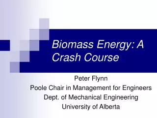 Biomass Energy: A Crash Course