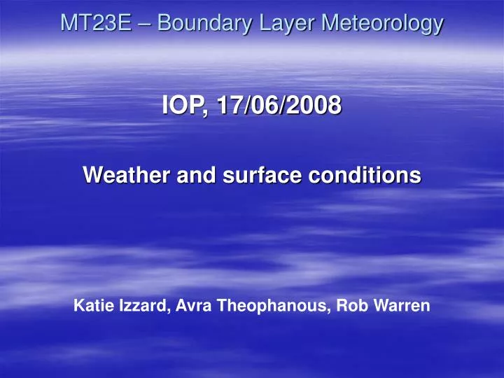 mt23e boundary layer meteorology