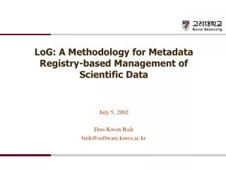 LoG: A Methodology for Metadata Registry-based Management of Scientific Data