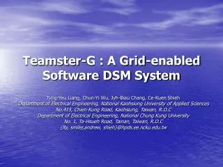 Teamster-G : A Grid-enabled Software DSM System
