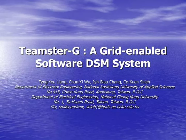 teamster g a grid enabled software dsm system