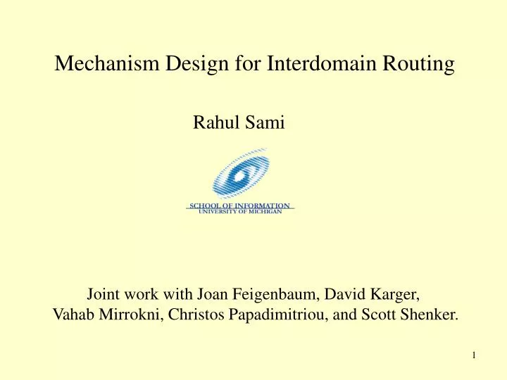 mechanism design for interdomain routing
