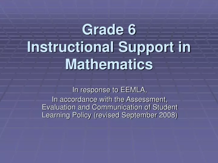 grade 6 instructional support in mathematics