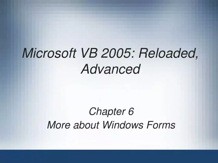 microsoft vb 2005 reloaded advanced