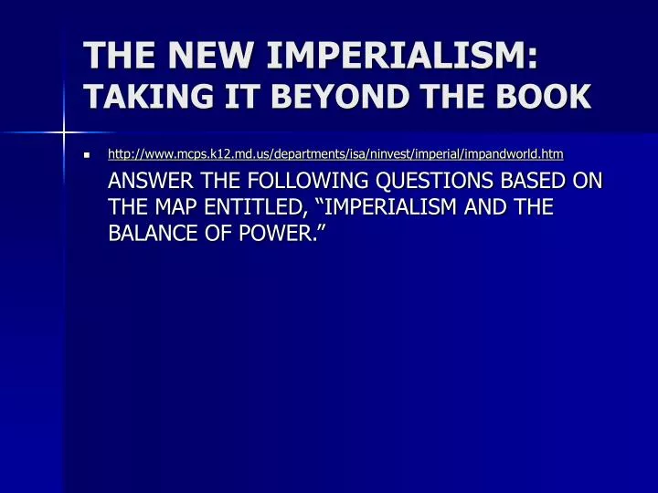 the new imperialism taking it beyond the book