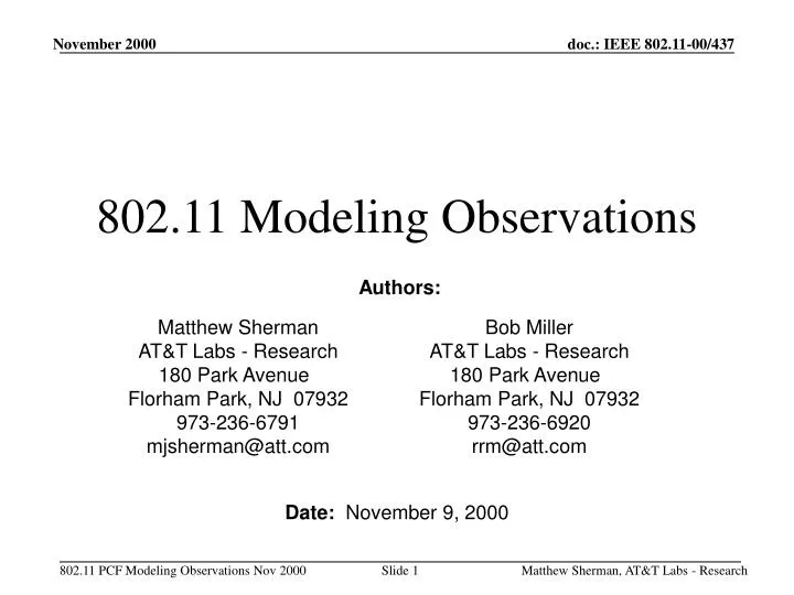 802 11 modeling observations