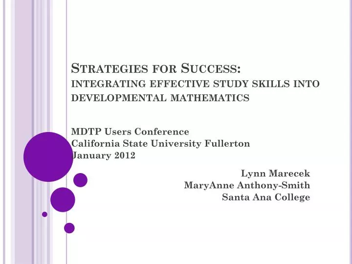 strategies for success integrating effective study skills into developmental mathematics