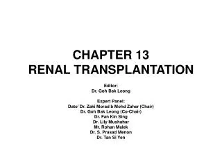 CHAPTER 13 RENAL TRANSPLANTATION