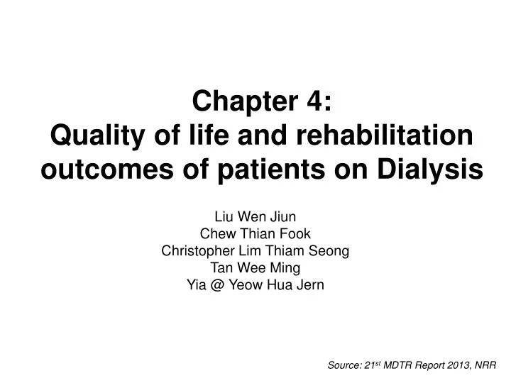 chapter 4 quality of life and rehabilitation outcomes of patients on dialysis