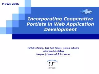 Incorporating Cooperative Portlets in Web Application Development