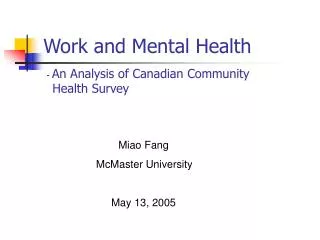 Work and Mental Health