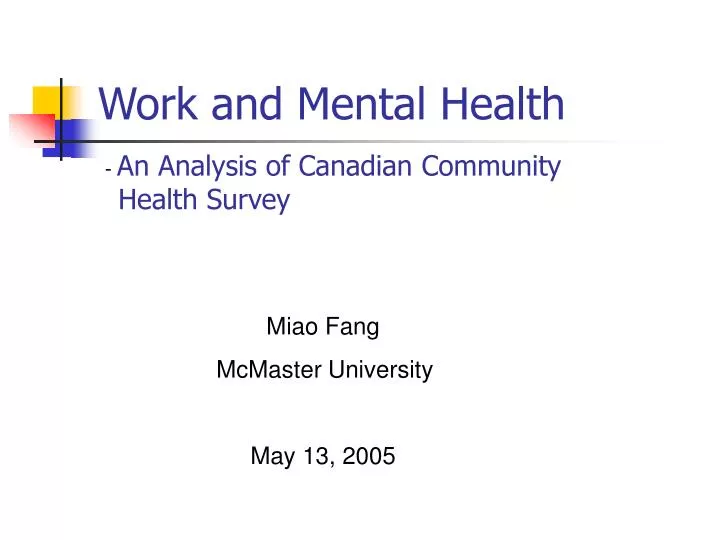 an analysis of canadian community health survey