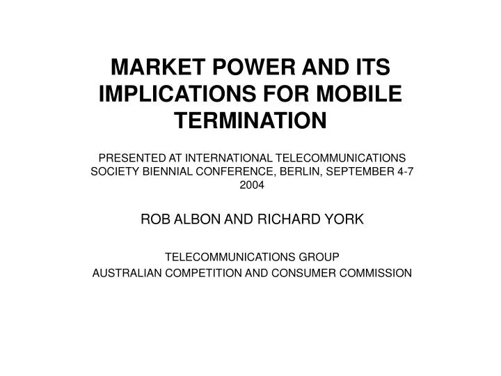 market power and its implications for mobile termination