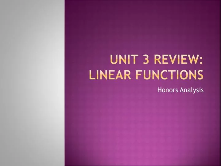 unit 3 review linear functions