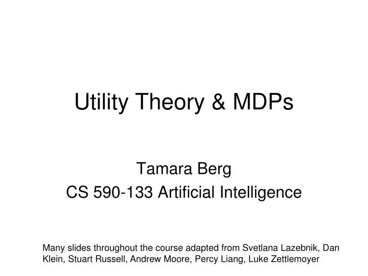 utility theory mdps
