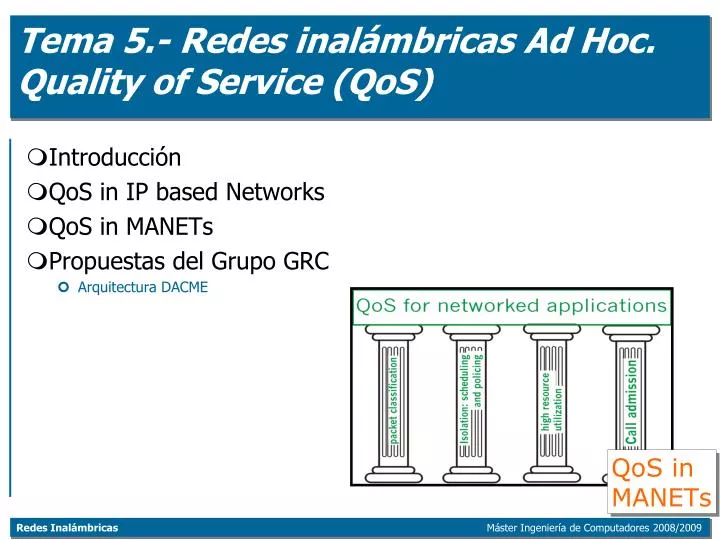 tema 5 redes inal mbricas ad hoc quality of service qos
