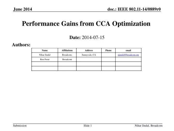 performance gains from cca optimization