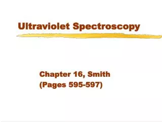 Ultraviolet Spectroscopy