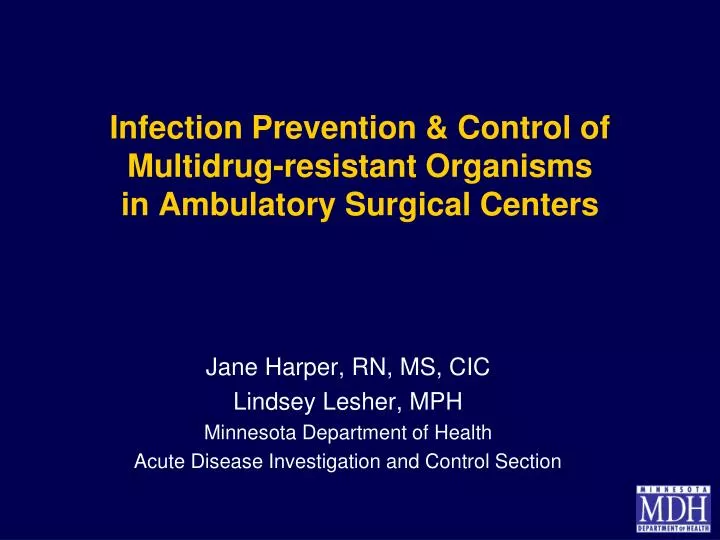 infection prevention control of multidrug resistant organisms in ambulatory surgical centers