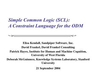 Simple Common Logic (SCL): A Constraint Language for the ODM