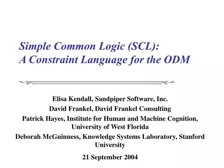 simple common logic scl a constraint language for the odm