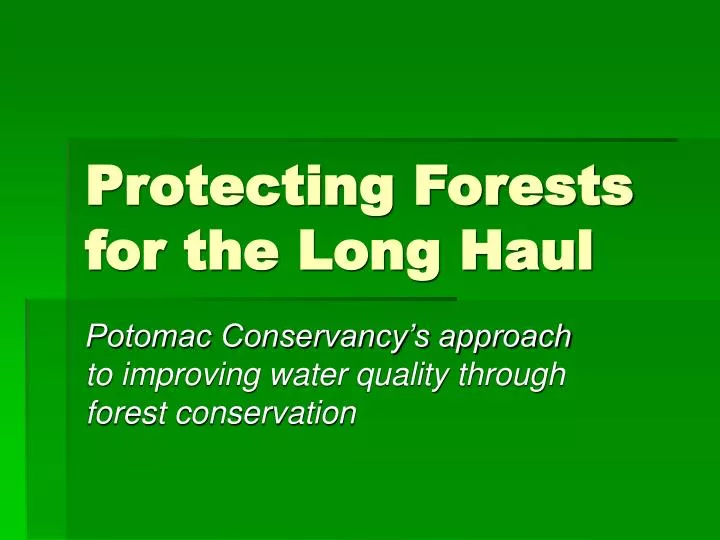 protecting forests for the long haul
