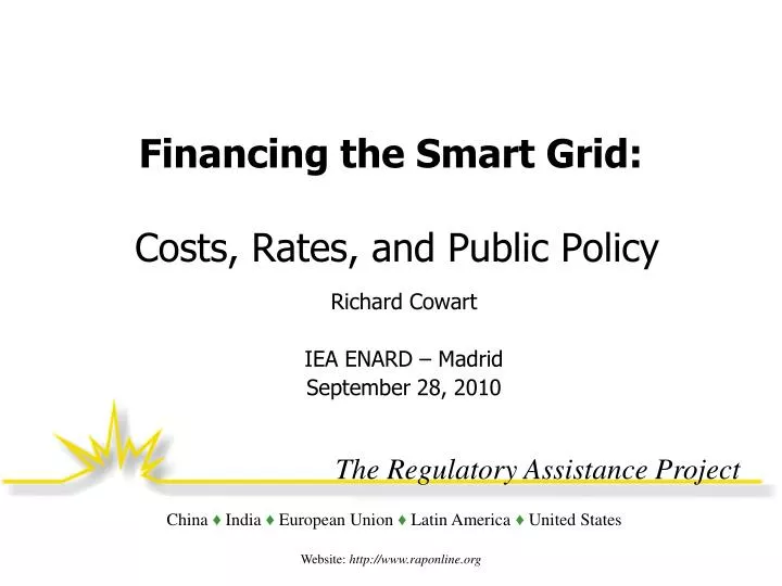 financing the smart grid costs rates and public policy