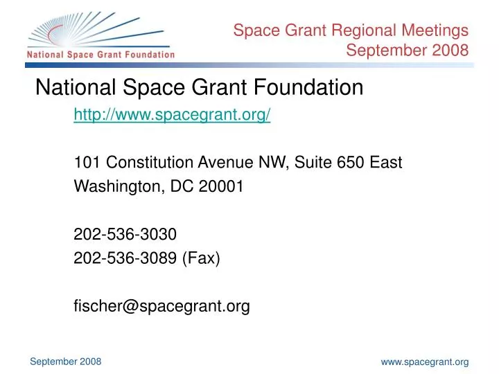 space grant regional meetings september 2008