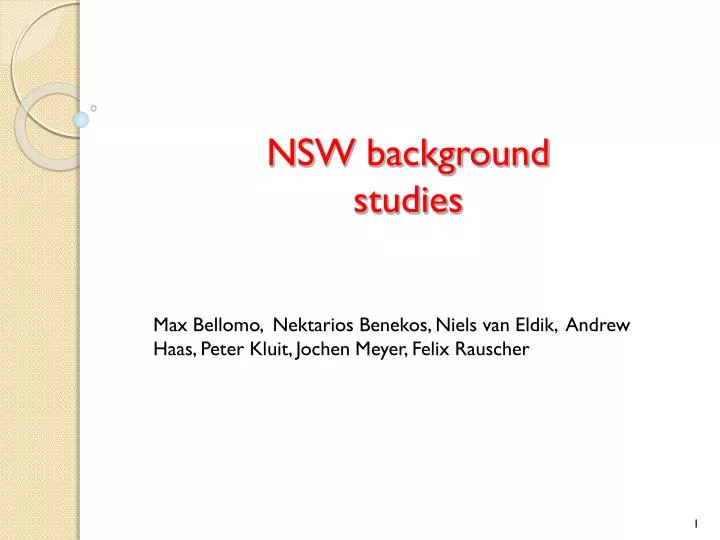 nsw background studies