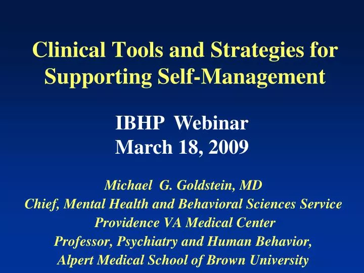 clinical tools and strategies for supporting self management
