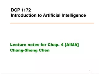 DCP 1172 Introduction to Artificial Intelligence