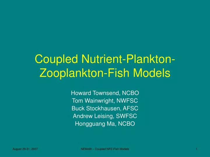 coupled nutrient plankton zooplankton fish models
