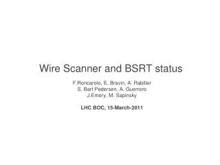 Wire Scanner and BSRT status