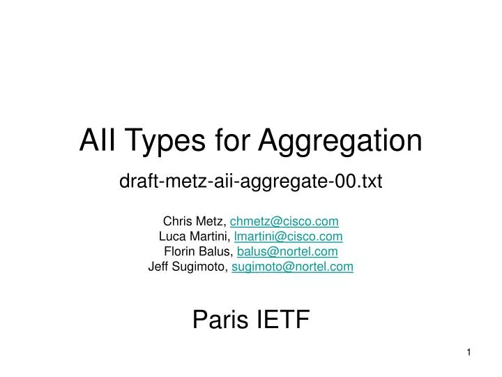 aii types for aggregation draft metz aii aggregate 00 txt