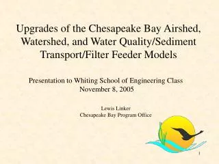 Presentation to Whiting School of Engineering Class November 8, 2005