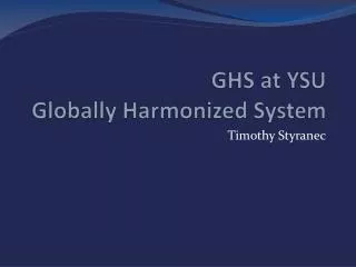 GHS at YSU Globally Harmonized System