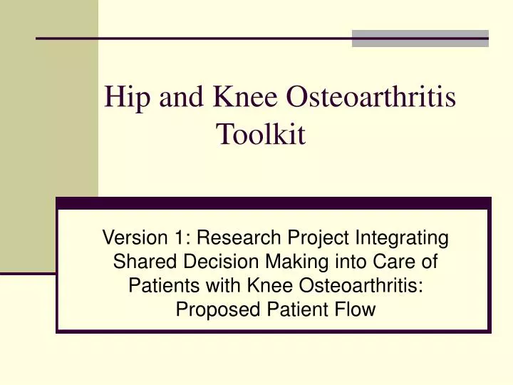 hip and knee osteoarthritis toolkit