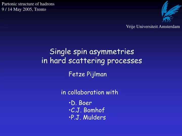 single spin asymmetries in hard scattering processes
