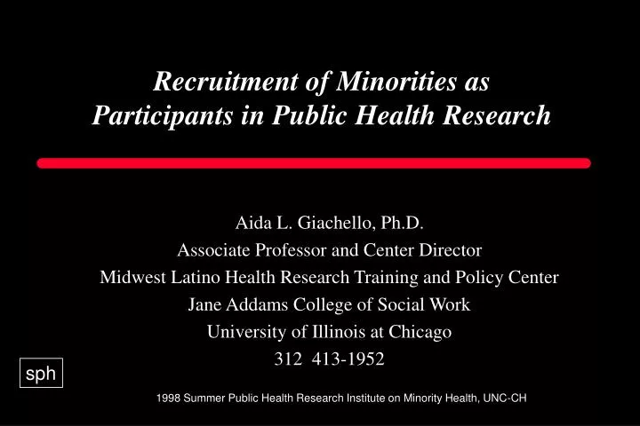 recruitment of minorities as participants in public health research