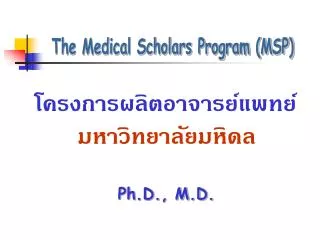 The Medical Scholars Program (MSP)