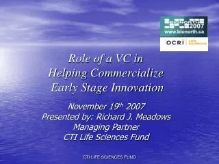 Role of a VC in Helping Commercialize Early Stage Innovation