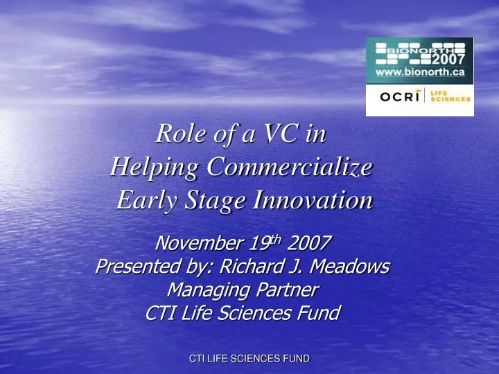 role of a vc in helping commercialize early stage innovation