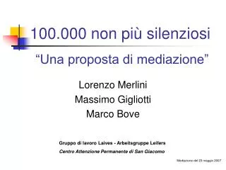 100 000 non pi silenziosi