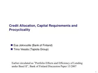 Credit Allocation, Capital Requirements and Procyclicality