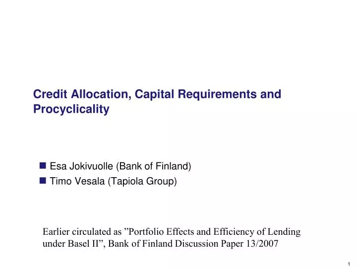credit allocation capital requirements and procyclicality