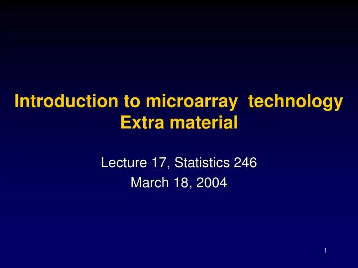 introduction to microarray technology extra material