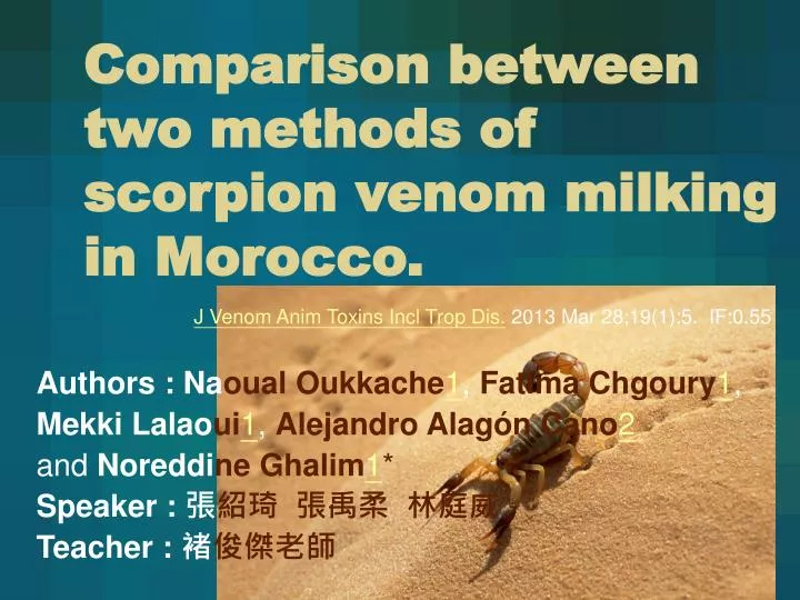 comparison between two methods of scorpion venom milking in morocco